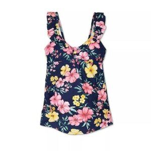 𝅺Isabel Maternity by Ingrid Floral Print Peephole Tankini Top Size L